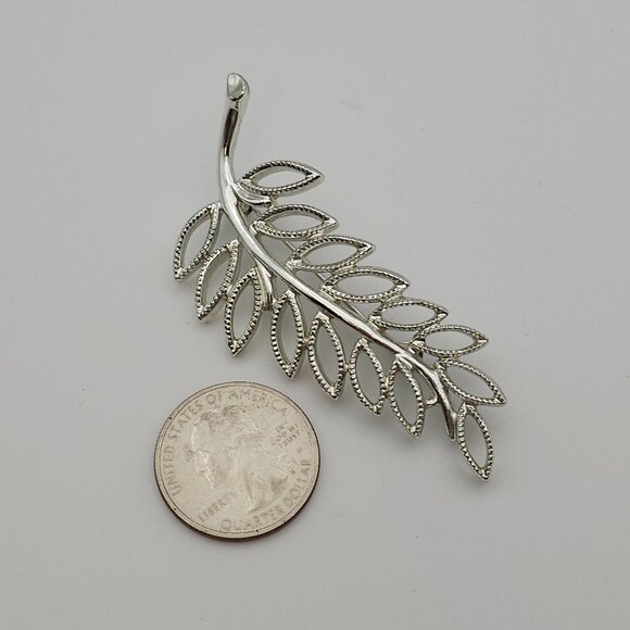 VTG Emmons Brooch Silver Tone Filigree Leaf Natural Boho Fairy Cottage Core Pin - Picture 13 of 15